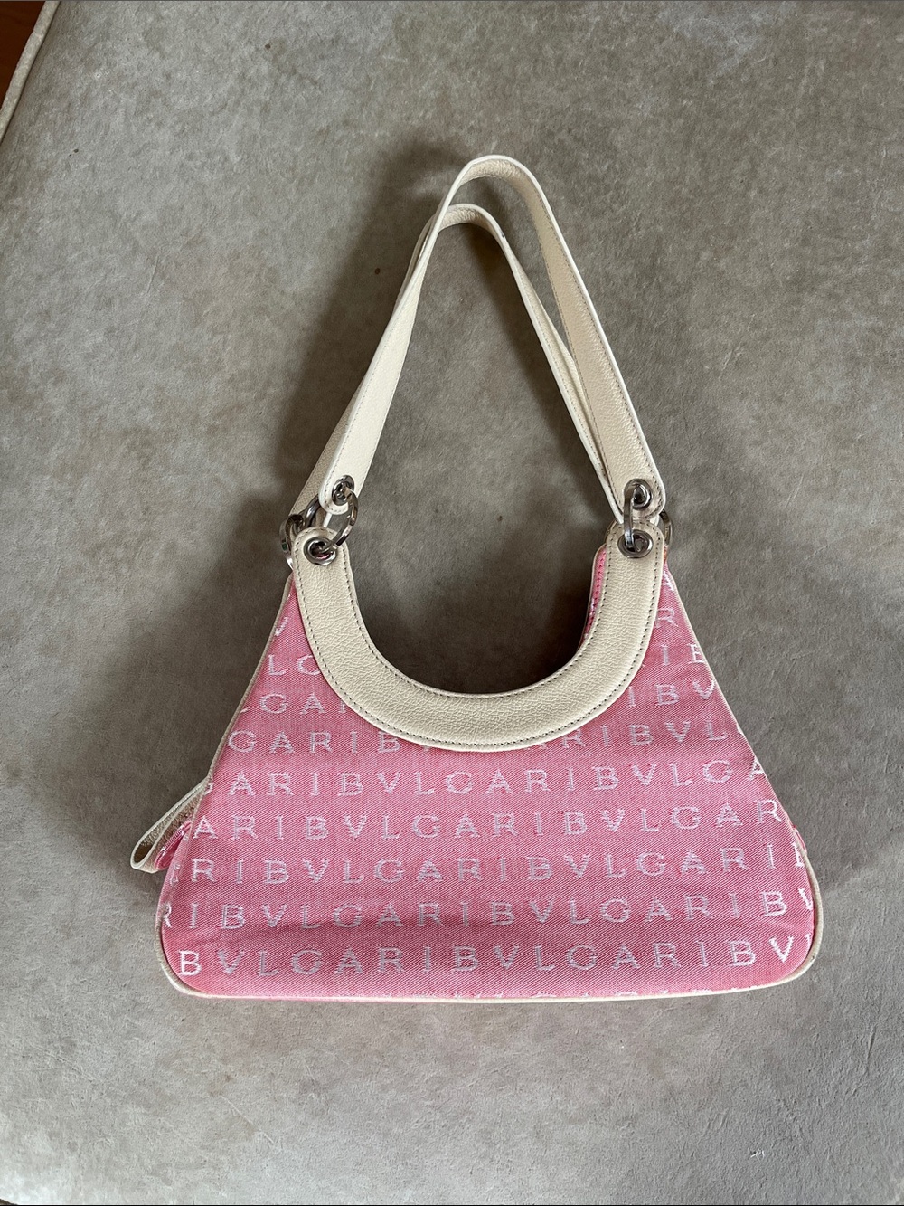Bulgari Pink Logomania bag with Cream Leather Trim